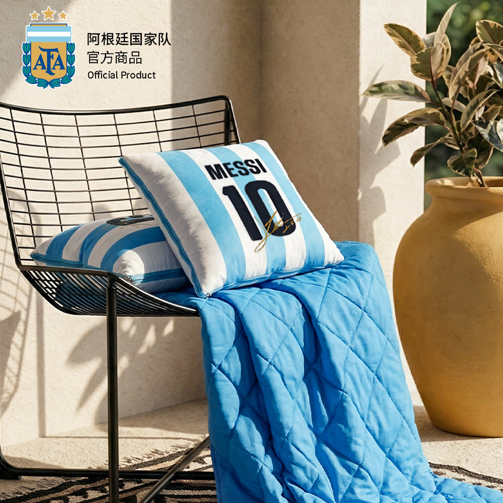 Argentina AFA Messi #10 Jersey Pillow Blanket 2-in-1